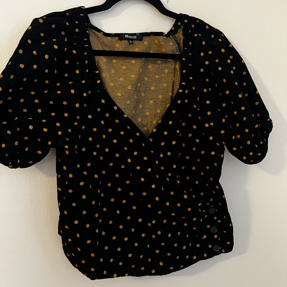 Madewell Black and Gold Polka Dot Sweater